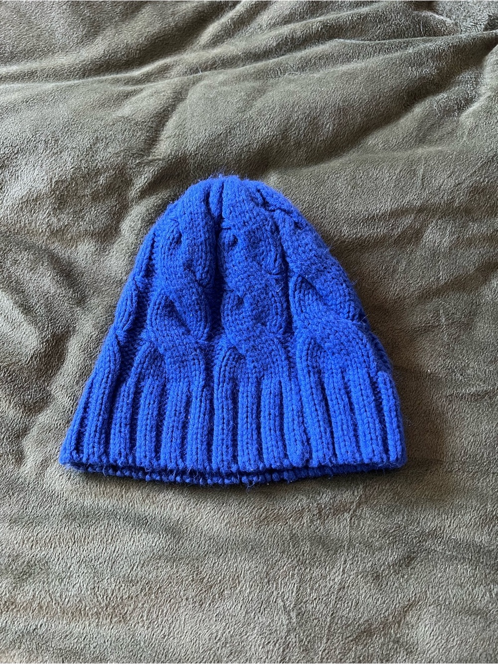 Blue Cable Knit Beanie
